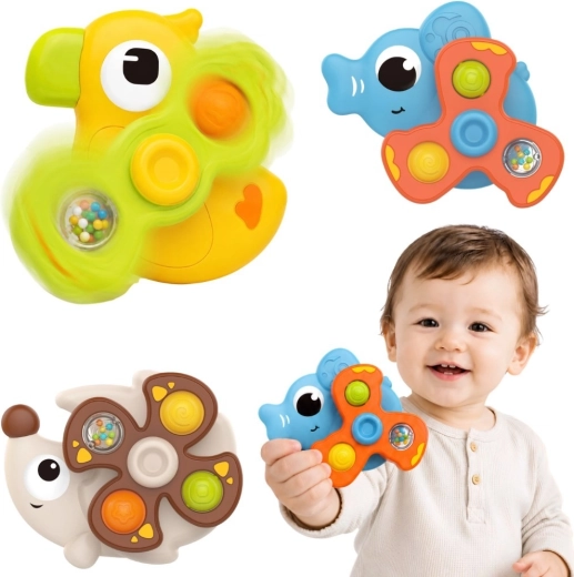 Woopie Baby jouets sensoriels rotatifs avec ventouse – animaux, 3 pcs