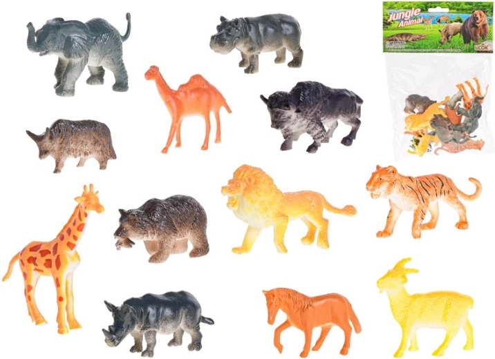 Ensemble d’animaux de safari 5–7 cm, 12 pièces en sachet
