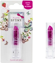 Rouge à lèvres pour enfants Lukky avec paillettes à la fraise, pourpre