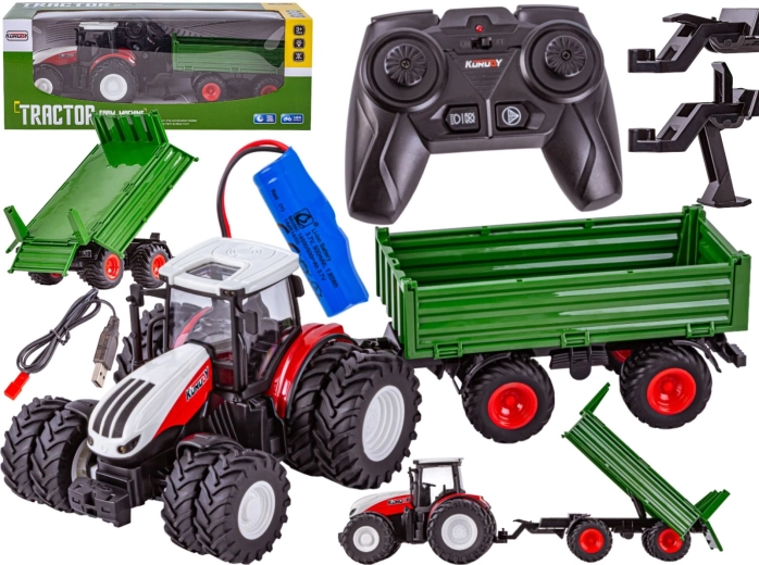 Tracteur télécommandé avec remorque basculante RC 1:24 - 1 pièce