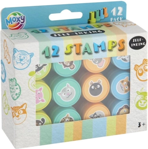 Moxy tampons auto-encreurs animaux, set de 12 pcs