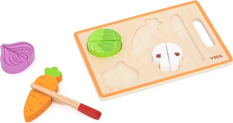 Viga Toys set en bois pour découper des légumes colorés