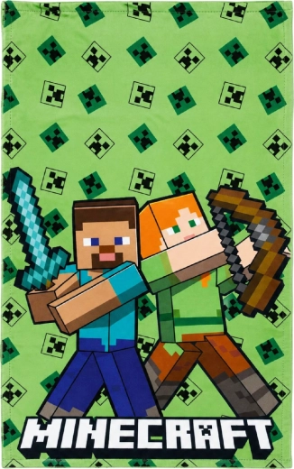 Serviette Minecraft 30 × 50 cm verte – Steve et Alex