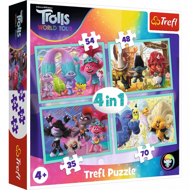 Puzzle TREFL Trolls 2 : Tournée mondiale 4-en-1 (35, 48, 54, 70 pièces)