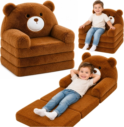 Fauteuil enfant convertible 2-en-1 ours – marron