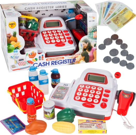 Caisse enregistreuse pour enfants avec panier et aliments