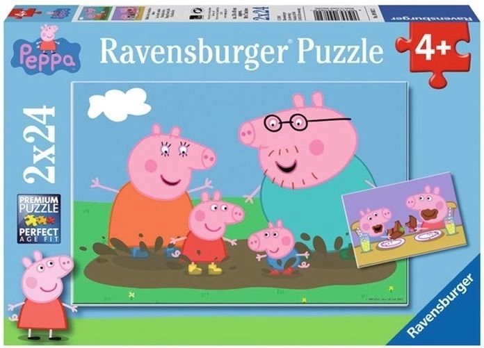 Puzzle 2 x 24 pièces Peppa Pig S'amuse dans la boue