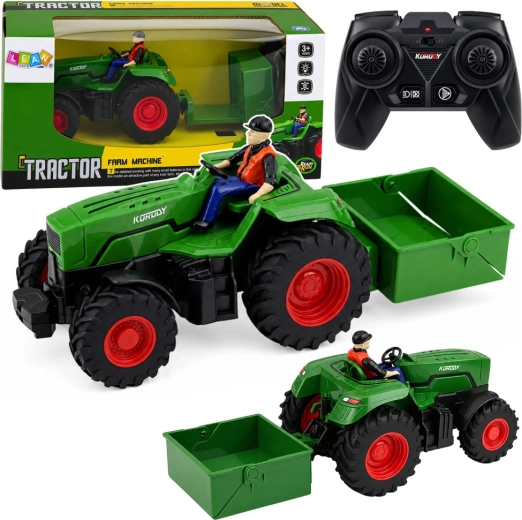 Tracteur agricole RC avec remorque à plateau 1:24