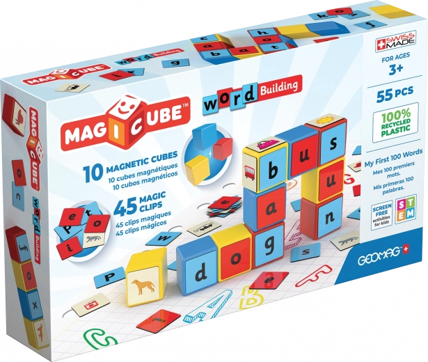 Geomag Magicube Words jeu de construction magnétique éducatif 55 pièces