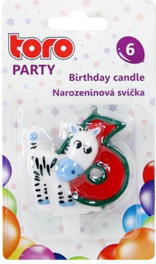 Bougie de gâteau numéro 6 avec petit cheval TORO, 5 cm, à piquer