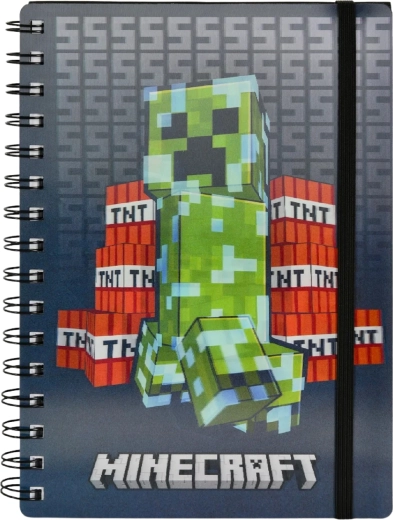 Carnet à spirale Minecraft Creeper 3D A5 (80 feuilles)