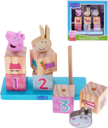 Cubes en bois à enfiler Peppa Pig, 9 pièces