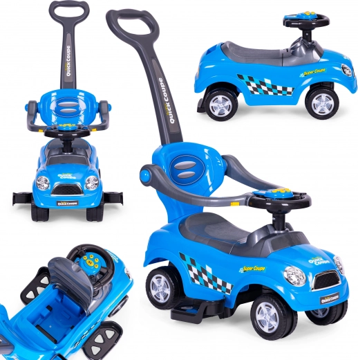 Trois-en-un pour enfants avec volant et sons - bleu