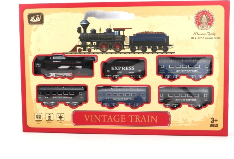 Set de train vintage avec éclairage