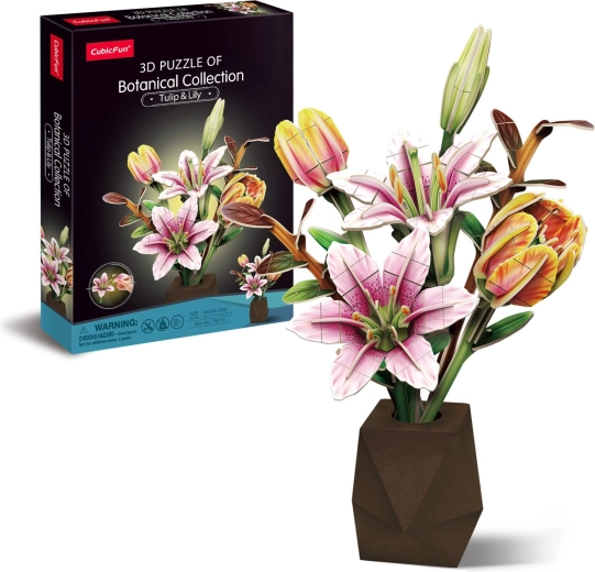 CubicFun puzzle 3D collection botanique de tulipes et de lys, 103 pièces