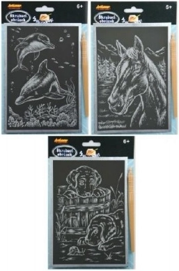 Images à gratter argentées A5, motifs assortis, 24 pcs en boîte