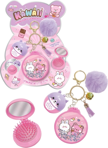 Porte-clés avec baume à lèvres et peigne – animaux - 1 pièce