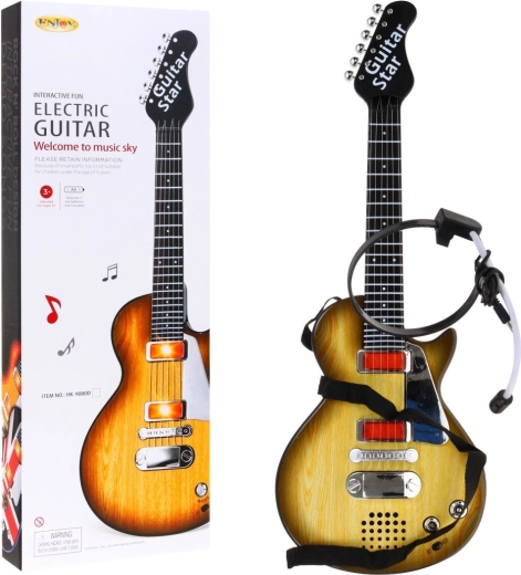 Guitare électrique pour enfants avec casque et microphone – Bois