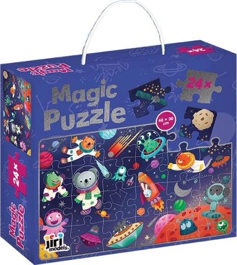 Puzzle scintillant dans une boîte – Espace