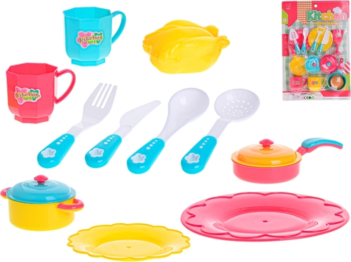 Set de cuisine pour enfants 14 pcs – casserole, poêle, vaisselle et couverts