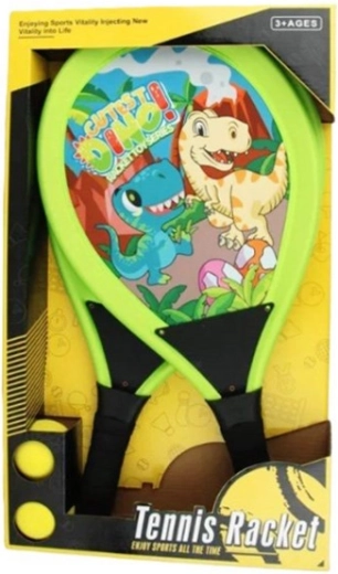 Set de raquettes pour enfants avec dinosaures – 2 raquettes et 2 balles
