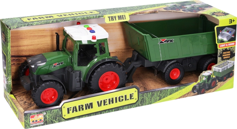 Tracteur avec remorque, effets lumineux et sonores, 42 cm