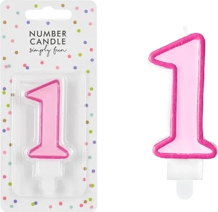 Bougie d'anniversaire rose pour gâteau chiffre 1 (7 cm)