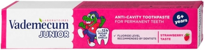 Vademecum Junior dentifrice pour enfants fraise 6+ 75 ml
