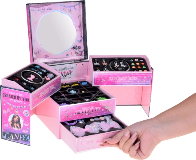 Boîte à bijoux pliante claire avec miroir