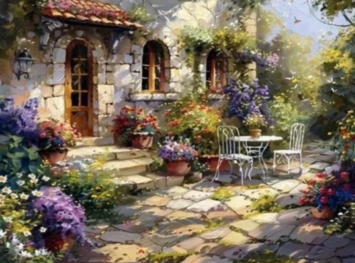 Peinture diamant Terrasse en pierre 30 × 40 cm