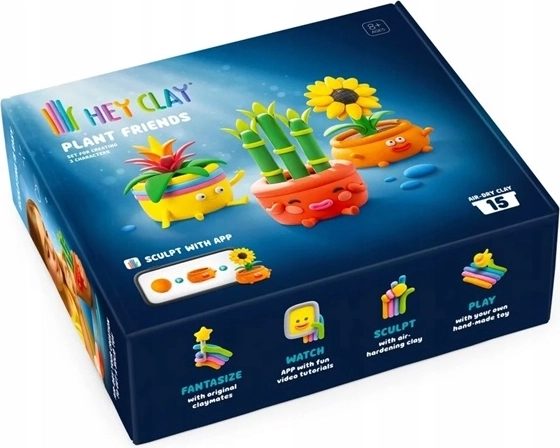 Kit créatif de modelage HeyClay « amis verts » avec application (15 sachets)