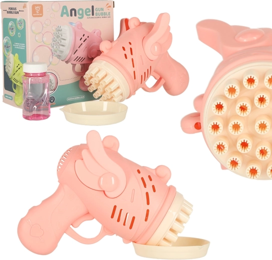 Pistolet rose à bulles avec des ailes