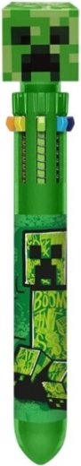 Stylo à bille Minecraft Creeper à dix couleurs avec topper 3D - 1 pièce