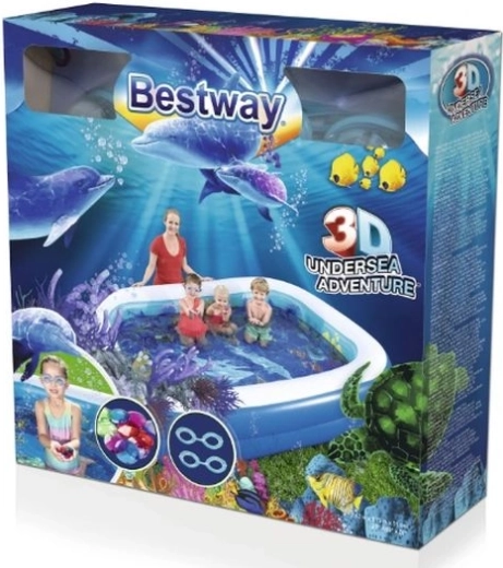 Bestway piscine gonflable pour enfants 3D aventure sous-marine avec lunettes et cristaux