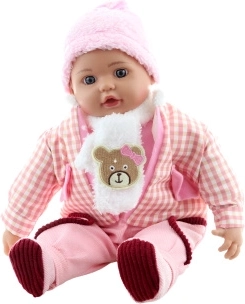 Bébé fille avec ourson et écharpe 50 cm