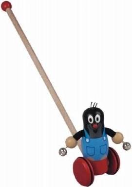 Jouet à pousser en bois Krteček avec clochettes