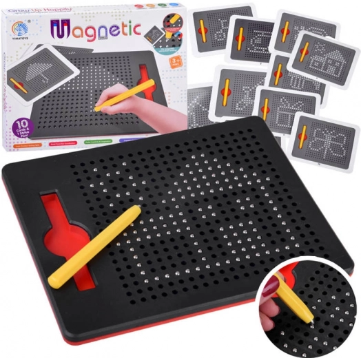Tablette de dessin magnétique avec billes métalliques et pochoirs