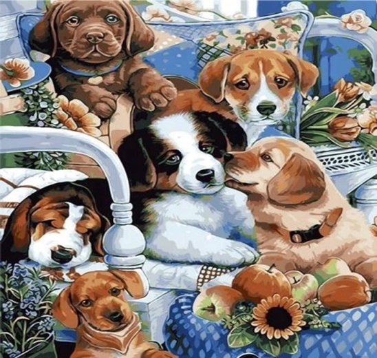 Norimpex Peinture par numéros Chiots 40 × 50 cm