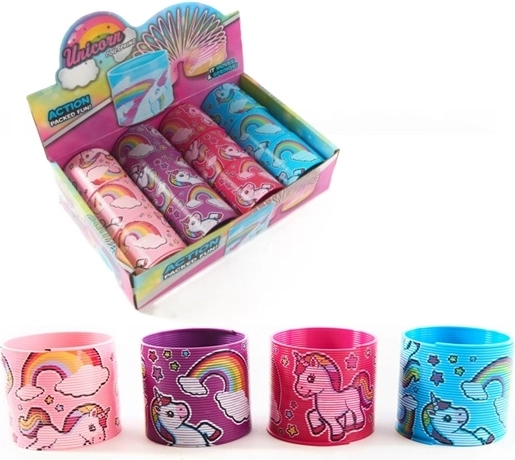 Ressort Slinky avec motif licorne en présentoir de vente (12 pcs)