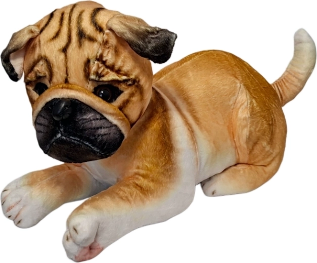 Chien en peluche carlin marron-beige - 1 pièce