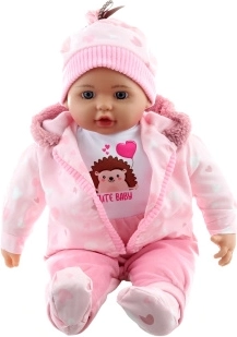 Poupée bébé fillette 50 cm en tenue avec hérisson
