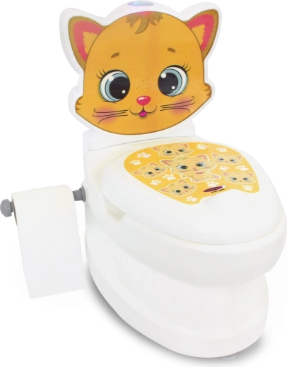 Pot pour enfant JAMARA en forme de chat avec bruit de chasse d’eau et porte-papier toilette