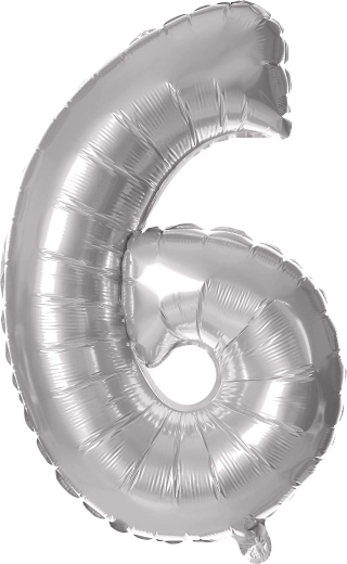 Ballon en alu TORO chiffre 6, 30 cm, argenté