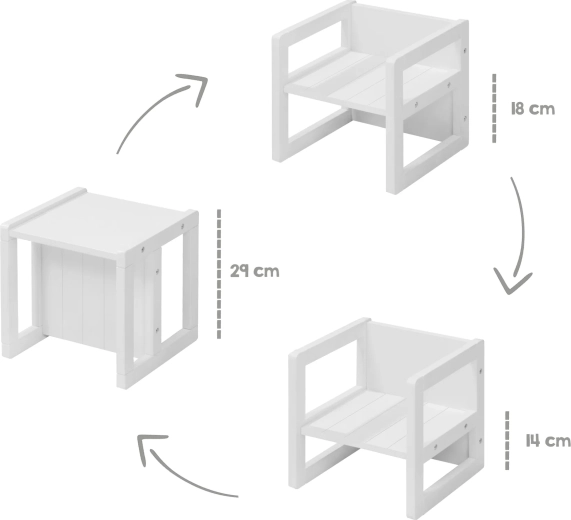 Tabouret enfant réversible Roba 3 en 1 blanc
