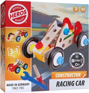Heros – kit de construction en bois 3 en 1 – voitures de course