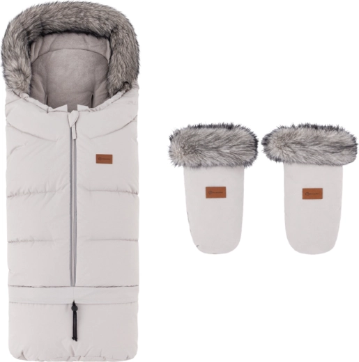Chancelière d’hiver Petite&Mars Arctic 4-en-1 avec moufles pour poussette Fjora Champagne Shower