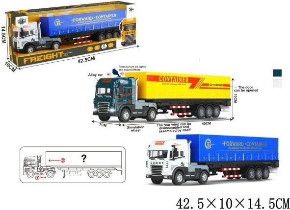 Camion-benne jouet avec grue et effets lumineux et sonores