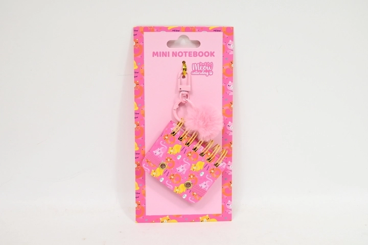 Stnux mini bloc-notes en porte-clés rose avec chaton - 1 pièce