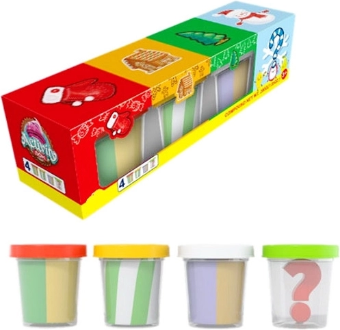 Pâte à modeler de fête avec surprise (lot de 4 pcs)