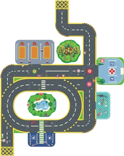 Une ville pleine de vie : parc, hôpital et aire de jeux